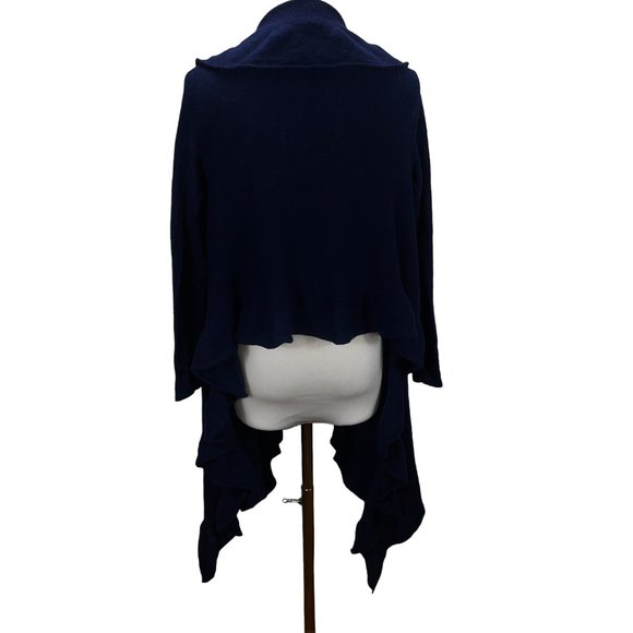 Lafayette 148 100% Cashmere Long Draped Front Navy Cardigan Sz XL Lightweight - Picture 8 of 11